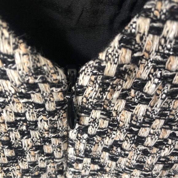 Vintage ECCOCI Tweed Sleeveless V-Neck Dress Black, White, Tan - Sz 6- EU - Picture 9 of 10